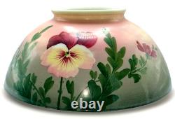 Hanging Oil Kerosene Lamp Shade Pansy Motif Opal Glass for 14 Fitter Antique