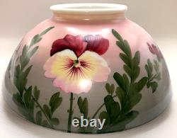 Hanging Oil Kerosene Lamp Shade Pansy Motif Opal Glass for 14 Fitter Antique