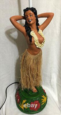 Hawaiian Vintage Style Hula Girl Lamp Floral Shade Red Fringe Handcrafted NIB