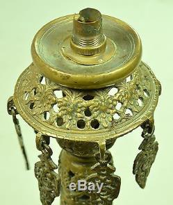 Heavy 4.6kg 20Ht Brass Lamp Shade Stand Superb Detail Old Vintage Collectible