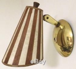 Home Or Vintage Camper MID Century Modern Teak Wall Lamps Wooden Strip Shades