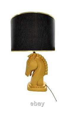 Horse Design Lamp with Large Shade Vintage Mid Century Decor