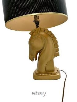 Horse Design Lamp with Large Shade Vintage Mid Century Decor