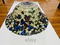 Huge Real Tiffany Stained Glass Lamp Shades 36''Diameter X 13.5 Vintage