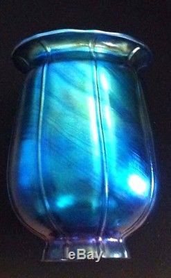 Iridescent Aurene Blue Art Glass Lamp Shade Vintage 1904