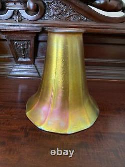 Iridescent Gold Lustre Art Glass Trumpet Shade