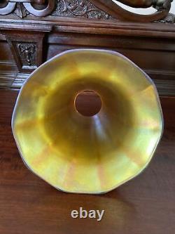 Iridescent Gold Lustre Art Glass Trumpet Shade