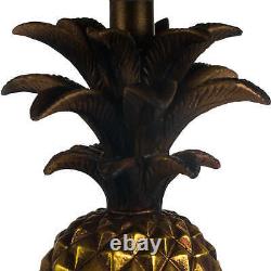 Isla Antique Gold Pineapple Shaped Table Lamp & Black Pleated Shade Luxury 59cm