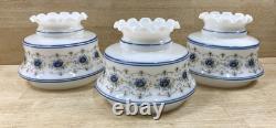 LAMP LIGHT SHADES Vintage Quoizel Abigail Adams Blue Glass GWTW Set Of 3 -NICE