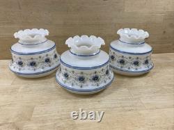 LAMP LIGHT SHADES Vintage Quoizel Abigail Adams Blue Glass GWTW Set Of 3 -NICE