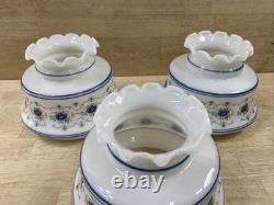 LAMP LIGHT SHADES Vintage Quoizel Abigail Adams Blue Glass GWTW Set Of 3 -NICE