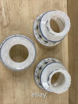 LAMP LIGHT SHADES Vintage Quoizel Abigail Adams Blue Glass GWTW Set Of 3 -NICE