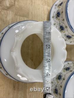 LAMP LIGHT SHADES Vintage Quoizel Abigail Adams Blue Glass GWTW Set Of 3 -NICE