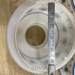 LAMP LIGHT SHADES Vintage Quoizel Abigail Adams Blue Glass GWTW Set Of 3 -NICE