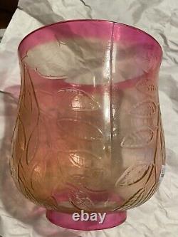 LARGE Vintage Uranium Vaseline Glass Lamp Shade Red Ruby Cranberry Pink 7 3/4x7