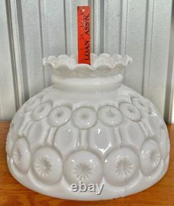 LE SMITH Large MOON & STARS Milk Glass Shade 13 3/4 Antique Lamp Lighting Top