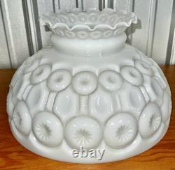 LE SMITH Large MOON & STARS Milk Glass Shade 13 3/4 Antique Lamp Lighting Top