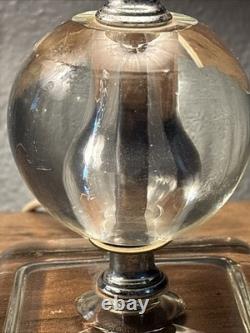 LEVITON Art Deco Ball glass Orb Table Boudoir Lamp Beaded Fringe Shade Set Of 2