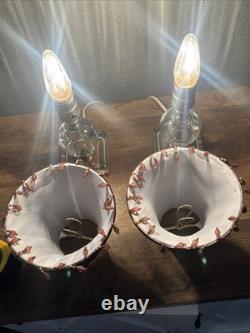 LEVITON Art Deco Ball glass Orb Table Boudoir Lamp Beaded Fringe Shade Set Of 2