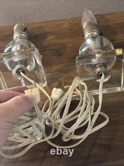 LEVITON Art Deco Ball glass Orb Table Boudoir Lamp Beaded Fringe Shade Set Of 2
