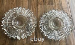 LOT 2 Vintage Glass Ceiling Light Lamp Shade Art Deco 3 Chain Starburst Antique