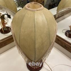Lady Dancing Posing Table Lamp with Beaded Lamp Shade 26 Vintage