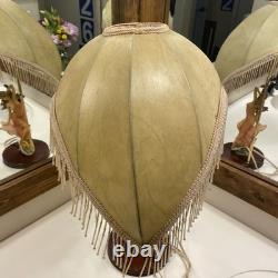 Lady Dancing Posing Table Lamp with Beaded Lamp Shade 26 Vintage