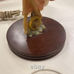 Lady Dancing Posing Table Lamp with Beaded Lamp Shade 26 Vintage