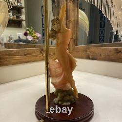 Lady Dancing Posing Table Lamp with Beaded Lamp Shade 26 Vintage