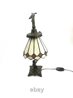 Lamp Old Vintage Pair Bronze Cherub Design with Stain Glass $295 EACH LAMP