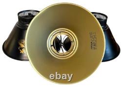 Lamp Shades Set 3 Black Tole Metal Gold Fleur Bridge 6in Fitter