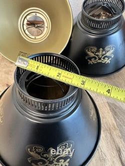 Lamp Shades Set 3 Black Tole Metal Gold Fleur Bridge 6in Fitter