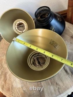 Lamp Shades Set 3 Black Tole Metal Gold Fleur Bridge 6in Fitter