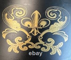 Lamp Shades Set 3 Black Tole Metal Gold Fleur Bridge 6in Fitter