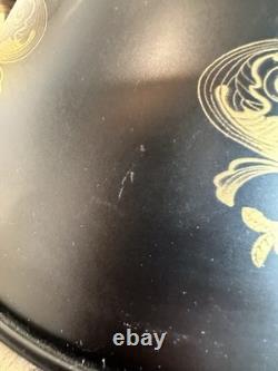 Lamp Shades Set 3 Black Tole Metal Gold Fleur Bridge 6in Fitter