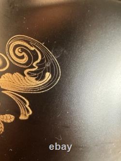 Lamp Shades Set 3 Black Tole Metal Gold Fleur Bridge 6in Fitter