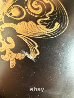 Lamp Shades Set 3 Black Tole Metal Gold Fleur Bridge 6in Fitter