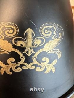 Lamp Shades Set 3 Black Tole Metal Gold Fleur Bridge 6in Fitter