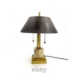 Lamp Vintage Brass Onyx Marble Double Pull Light With Shade Lighting Decor