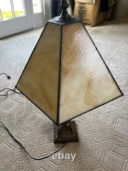 Lamp shade vintage Foux Nacar Shade On Glass Table Lamp