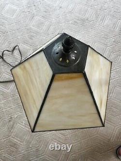 Lamp shade vintage Foux Nacar Shade On Glass Table Lamp