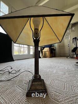 Lamp shade vintage Foux Nacar Shade On Glass Table Lamp