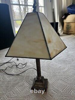 Lamp shade vintage Foux Nacar Shade On Glass Table Lamp