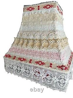 Lampshade Made With 14 Different Antique & Vintage Laces & Ribbons 11x10