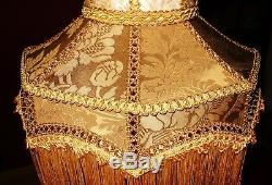 Langham, Victorian Vintage Lampshade. Bronze Gold Silk Damask 14 Reduced