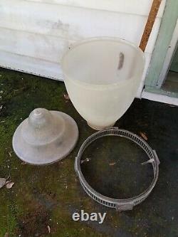 Large Antique 3 PC GE Glass Street Light Pole Lamp Light Shade Vintage Lite