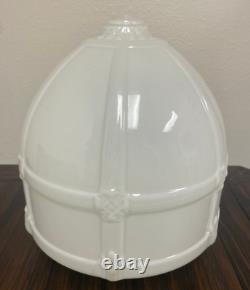 Large Antique Art Deco White Milk Glass Cathedral/Gothic/School/Bank Light Shade