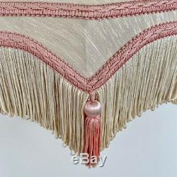 Large Fringed Lampshade For Floor Standard Lamp Pink & Cream Vintage Style