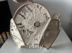 Large Lace Lampshade, Beige Perforated Fan-Shaped Light, Vintage