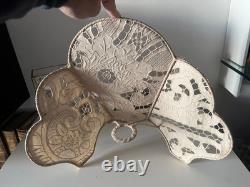 Large Lace Lampshade, Beige Perforated Fan-Shaped Light, Vintage